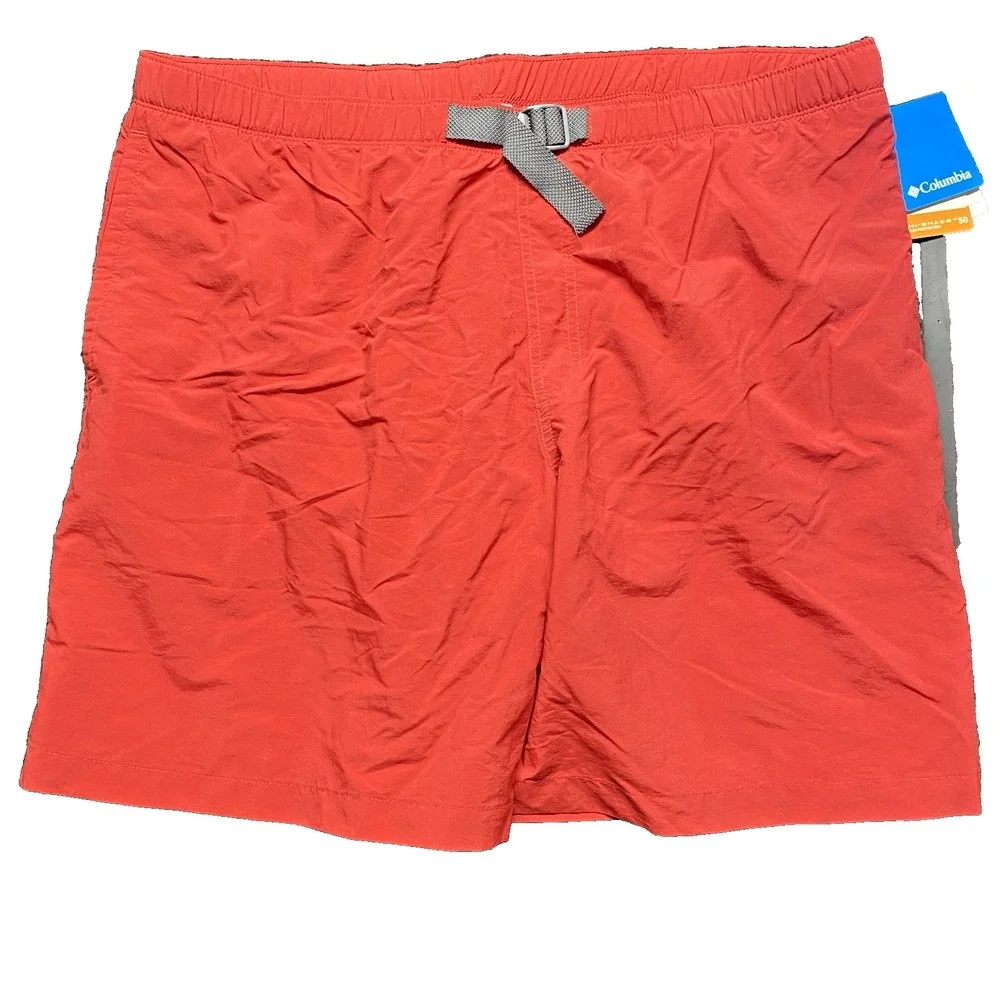 New Columbia Shorts Whidbey II Water Mens XXL Red Fishing Lined Swim Trunks